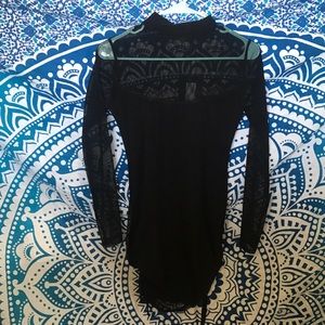 Black Mesh Mini Dress